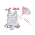 thumbnail image 1 of TheFound Baby Girls Swimwear Set Bowknot Backless One-piece Swimsuit+Ruffle Hat, 1 of 9
