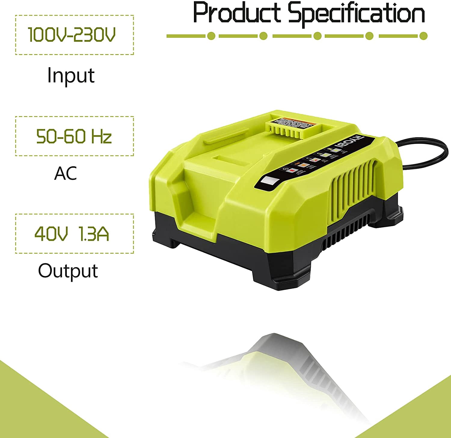 OP401 Replacement Charger Compatible with Ryobi 40V Battery Charger Compatible with Ryobi 40 Volt Lithium-ion Battery OP4015 OP4026 OP4026A OP4030 OP4040 OP4050 OP4050A OP4060 OP40261 OP40301