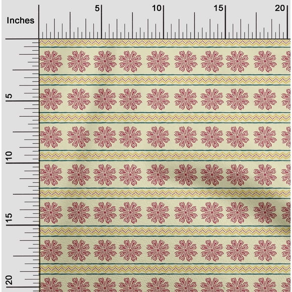 oneOone Viscose Jersey Fabric Floral & Chevron Block Print Fabric By The Yard 60 Inch Wide