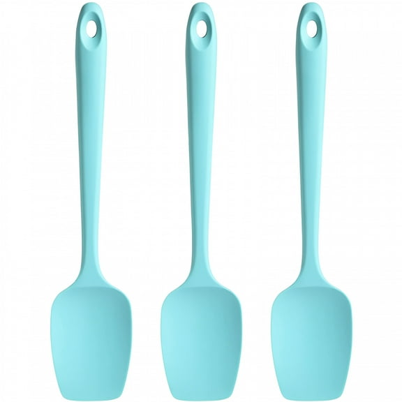 ACDANC Silicone Spoon Spatula Set,Food Grade Bpa Free,Heat Resistant Up to 600℉,Baking Cooking Mixing Kitchen Utensils Set of 3(Teal)