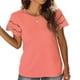 thumbnail image 2 of Camiseta de manga corta con encaje, camiseta de verano de manga corta con encaje para mujer, cuello redondo, ingeniería de precisión, 2 of 6