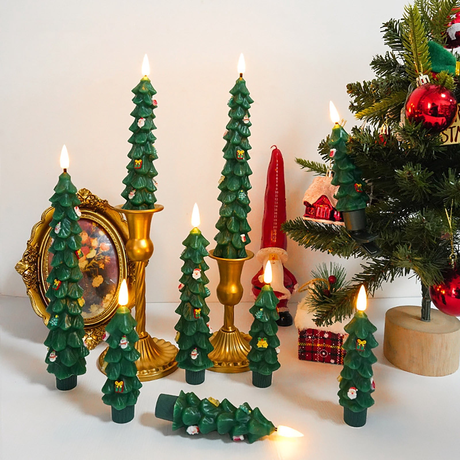 6 Pack Flameless Taper Candles - 5.1" Battery Operated LED Candlesticks with Timer - Real Wax Christmas Tree Candles with Remote & Flickering Flame for Holiday Decor