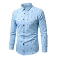 thumbnail image 6 of DeHolifer Dress Shirts for Men Printed Long Sleeve Stretch Dress Shirt Business Casual Button Down Shirts Light Blue L, 6 of 7