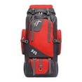 thumbnail image 1 of Mochila de viaje para acampar, impermeable, 90 litros, con funda para lluvia, color rojo, 1 of 6