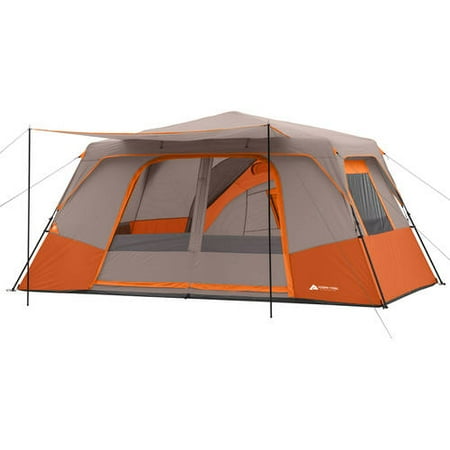Ozark trail weatherbuster 9 person dome tent top with two bonus queen airbeds value bundle