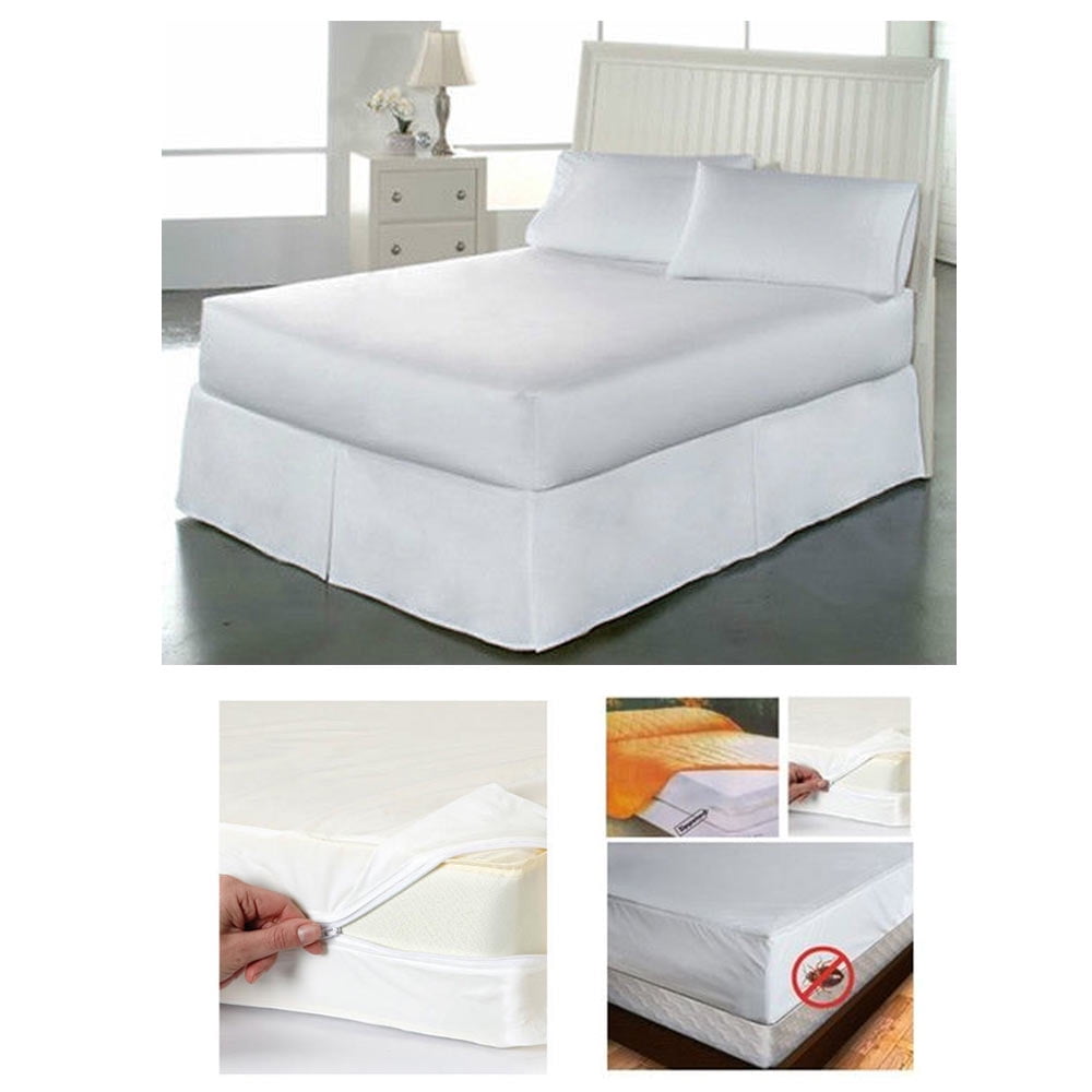 Luxury Anti Bug Bed Zipped Full Mattress Protector Total Encasement Cover Pillow