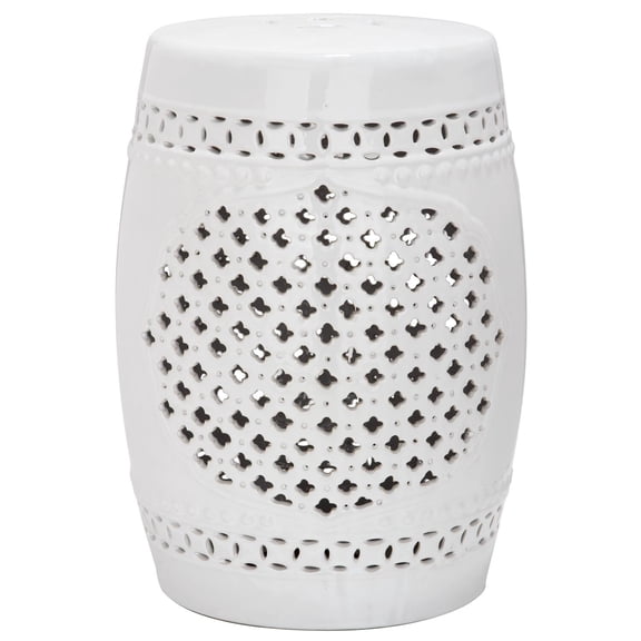 Adley Quatrefoil Garden Stool White