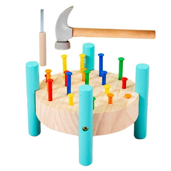 HEMOTON  Knocking Toy Toys The Hammer Workbench Toddler Child Sky-blue