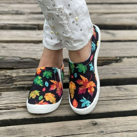 

Aueoeo Casual sneakers for women fashion Halloween Women s Flat Bottomed Low-cut Canvas Shoes One-foot Lazy Version Student Casual Flat Shoes