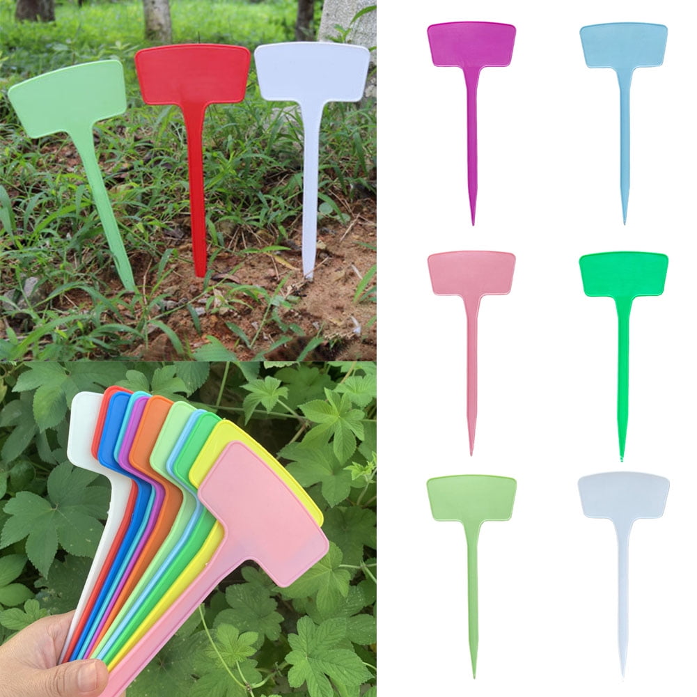 Zhaomeidaxi 10Pcs/Set Plastic Plant Tags, T-Type Markers Nursery Garden Labels Stakes for Gardening Green House Humidity Dome Orchard Botanical Garden ...