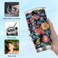 thumbnail image 6 of SKYSONIC Floral Pattern Tumbler Stainless Steel Double Wall Vacuum Reusable Insulated Mug with Straw and Built-in Coaste for Cold and Hot Beverages, 12oz, 6 of 7