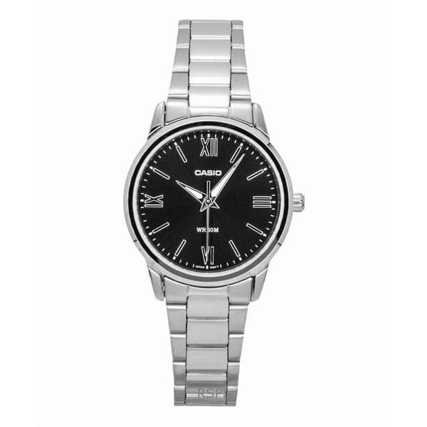Casio Reloj Analógico de Cuarzo con Esfera Negra de Acero Inoxidable LTP-1303DD-1AV para Mujer