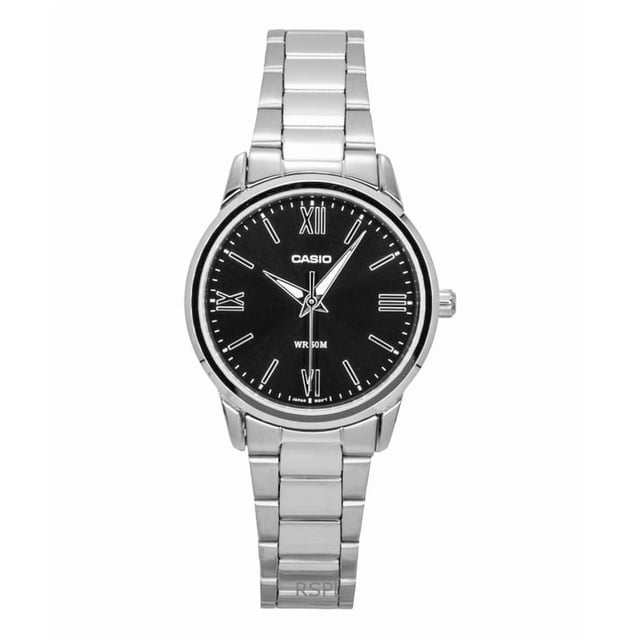 Casio Reloj Analógico de Cuarzo con Esfera Negra de Acero Inoxidable LTP-1303DD-1AV para Mujer