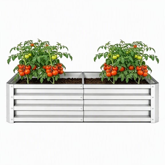 Galvanized Steel Raised Garden Bed 4x2x1 ft Outdoor Metal Planter Box for Vegetables Flowers Herbs and Succulents