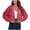 Watermelon Red, variant on Lovskoo Women's Cropped Corduroy Hooded Shacket Jacket Winter Hooded Loose Drop Shoulder Long Sleeve Short Jacket Black