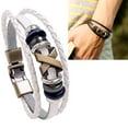 thumbnail image 5 of amagogo 3xFashion Braided Leather Bracelet Bangles Rope Multilayered Men Women White 3 Pcs, 5 of 9
