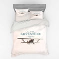 thumbnail image 2 of Adventure Duvet Cover Set, Let the Adventure Begin Inscription and Biplane Tropical Summer Vacation, Bedding Set with Shams and Fitted Sheet, 3 Sizes, by Ambesonne, 2 of 3