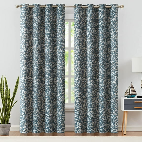 80% Blackout Curtains with Floral Pattern, Grommet Top Thermal Insulated Drapes for Living Room, Bedroom, 2 Panels 84 Inch