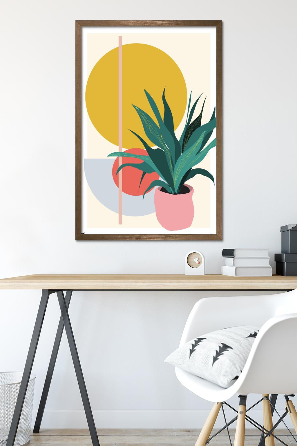 Abstract Potted Plant Wall Poster, 22.375" x 34" Framed