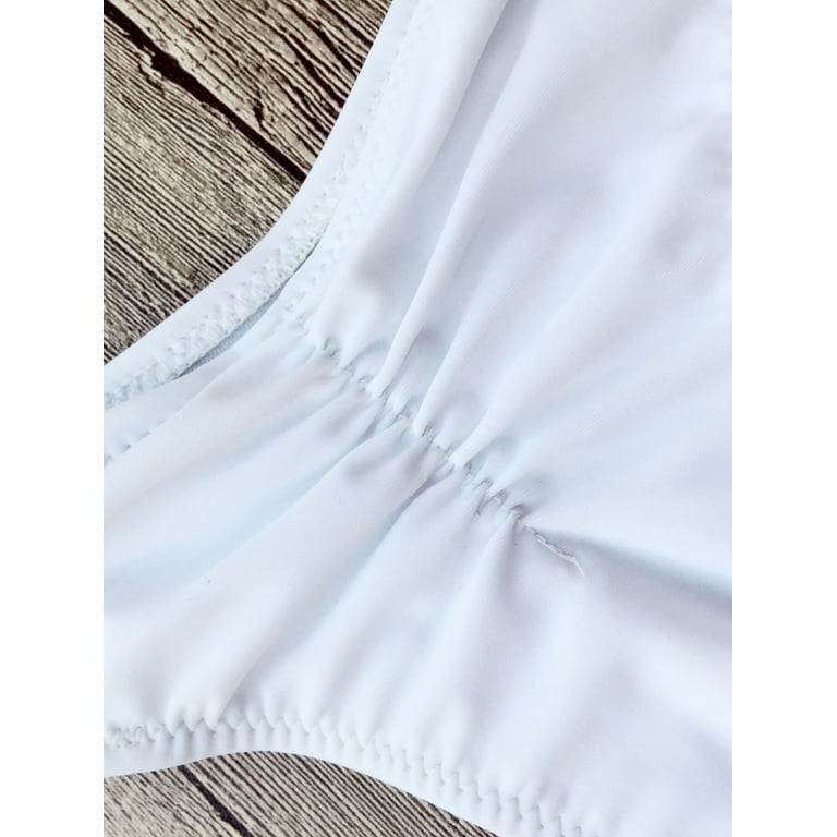 ZAFUL for Women Knotted Padded Thong Bikini White M 