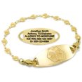 thumbnail image 1 of MedicEngraved Yellow Gold Stainless Steel Custom Medical Alert Bracelet - 5mm Heart Link, 1 of 7