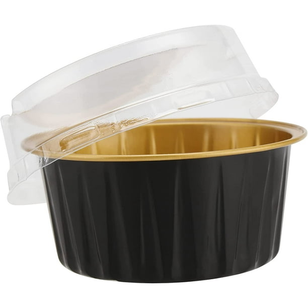 Paquete de 100 vasos de aluminio de 113 g con tapa, moldes