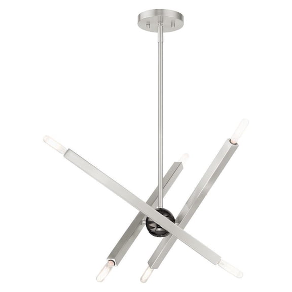 Modern Six Light Chandelier-Brushed Nickel Finish Bailey Street Home 218-Bel-4363184