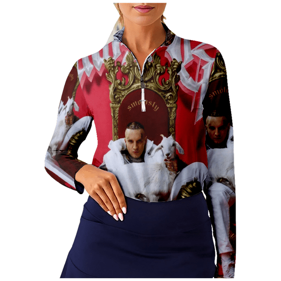 Smolasty Rapper Zip Longsleeve Tee 3D Fashion Clothing Women Zip Long Sleeve Top