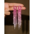 thumbnail image 2 of Sunyuer Rhinestone Tassel Wedding Bridal Dangle Earrings Sparkly Drop Crystal Earrings Long Dangle Costume Jewelry, 2 of 5