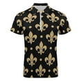 thumbnail image 4 of Gold & Black Fleur De Lis - Saints Fans Louisiana Men Zipper T-shirt Summer Casual Short Sleeve T-shirt Top, 4 of 7