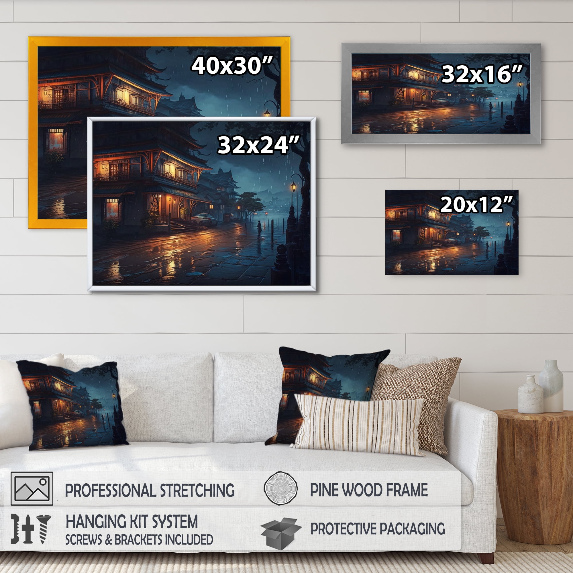Designart City Under A Rainfall Canvas Wall Art