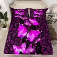 thumbnail image 2 of Manfei Dreamy Purple Butterfly Queen Sheet Sets, Couple Romantic Anniversary Flat Sheet, Tribal Paisley Queen Fitted Sheet, Luxury Bedroom Decor, 4-Piece, 2 of 7
