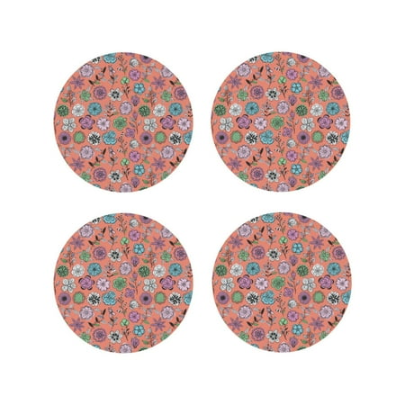 

Leather Coasters with Heat-resistant for Drinks color flowers A -标题2 Round Shape