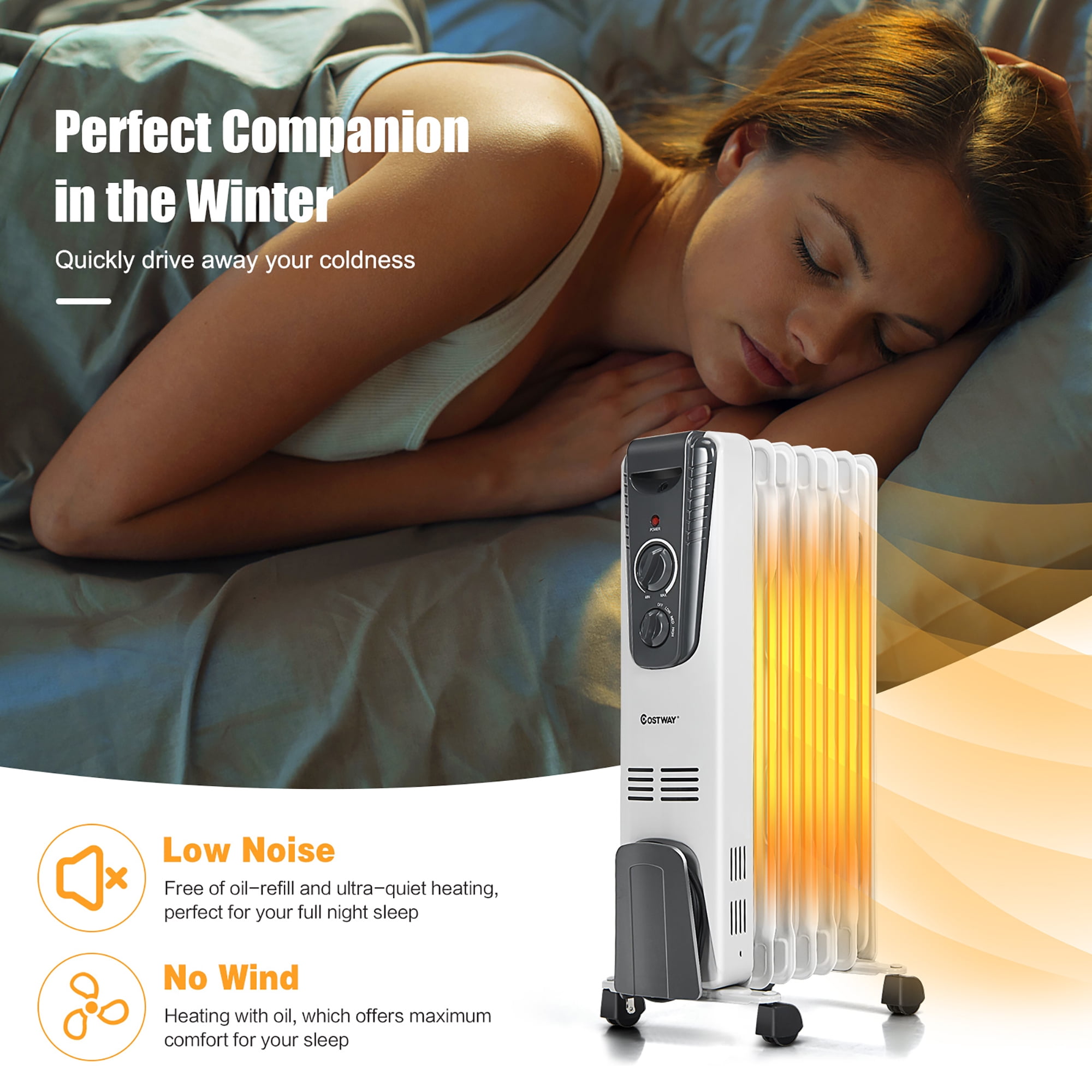 Costway 1500W Electric Oil Filled Radiator Space Heater Thermostat Room  Radiant | Walmart Canada