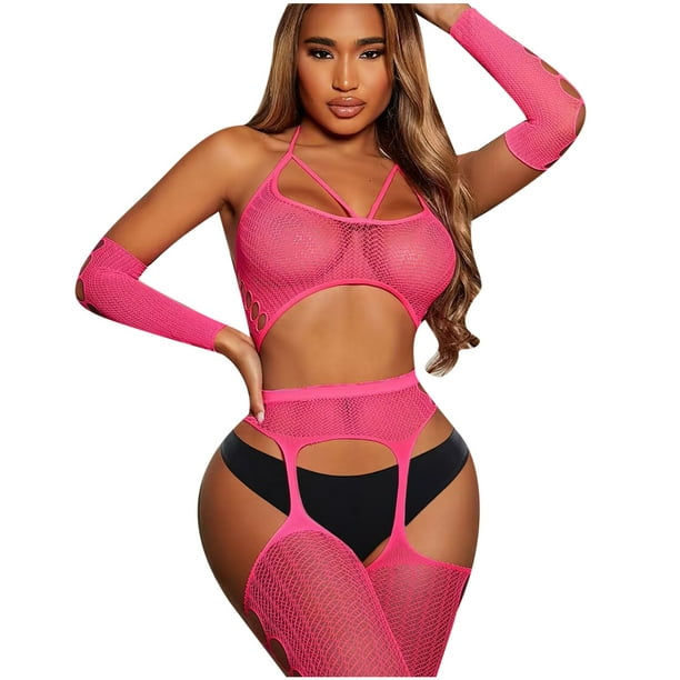 1 Piece(pink)sexy Lingerie For Women Womens Cut Out Bra Briefs Sets Lace  Solid Cami Pajama Lingerie Set Slutty Underwears Nightwear Sets For Ladies