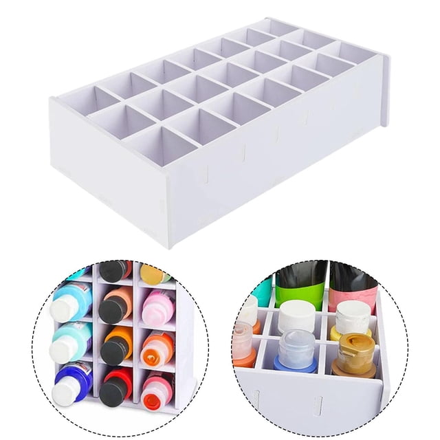 Estante de almacenamiento de acuarela para pigmentos, ahorra espacio, caja de acuarela para manualidades, soporte para pinceles y tubos de pintura 21 ranuras