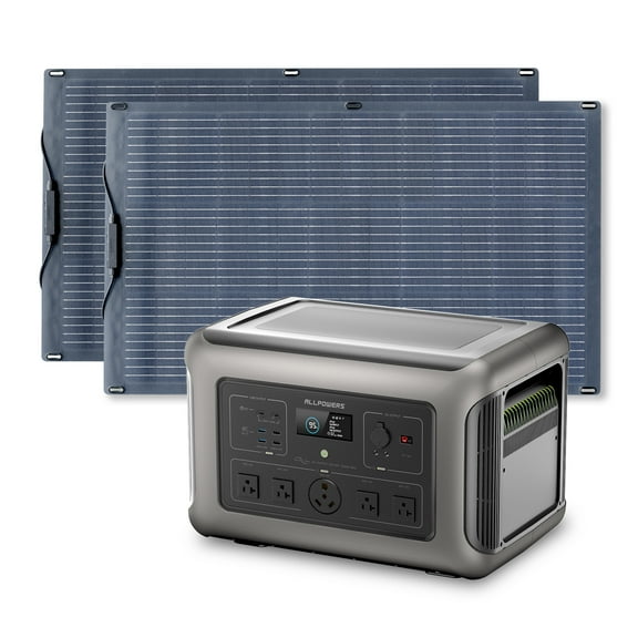 ALLPOWERS R3500 LiFePO4 Solar Generator Kit, include 2 Pack 100W Monocrystalline Flexible Solar Panel with 3200W 3168Wh Portable Power Station, [Shipping Separately]