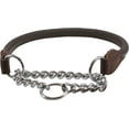 thumbnail image 2 of Rolled Genuine Leather Martingale Dog Collar Choker Brown 7 Sizes (#5 - Neck Circumf.13.75"-15.5"), 2 of 2