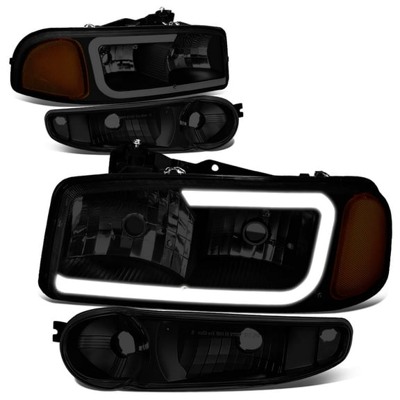DNA Motoring LED DRL Headlight Bumper Lamp for 2000-2006 GMC Yukon Sierra Denali, Tinted/Amber