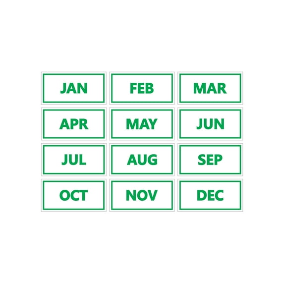Calendar Month Magnets by DCM Solutions (Green Inverted)