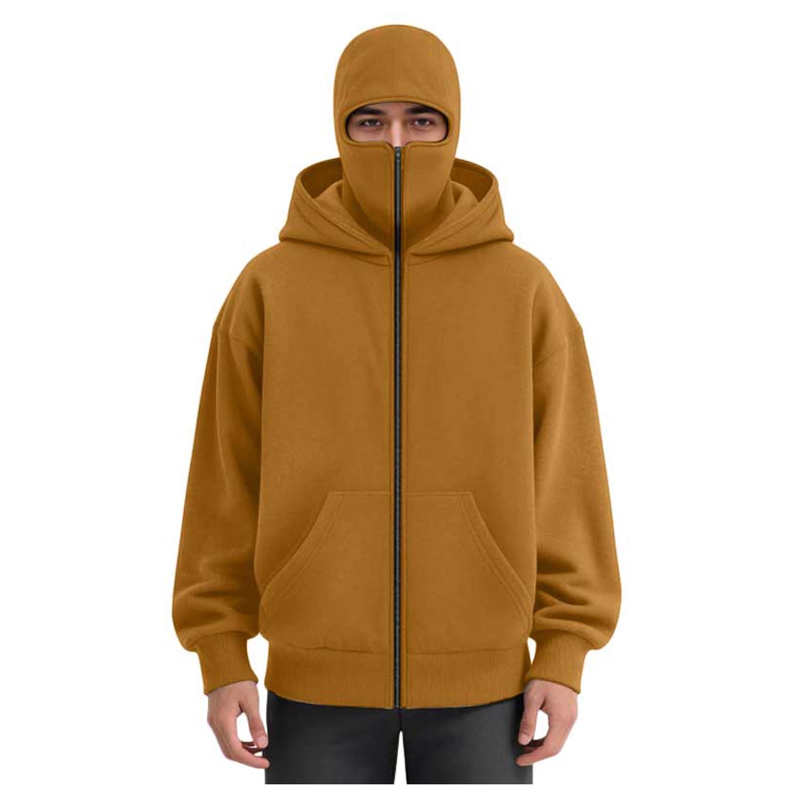 LiJinLong Balaclava Hoodie Zipper Unisex Thermal Insulated Wind Resistant for Snowboarding Skiing Hiking in Extreme Cold Outdoor Adventure Jacket S-XXL