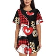 thumbnail image 1 of Balery Love Gnomes Conjunto de Pijama para Mujer con Estampado, Dos Piezas de Manga Corta y Shorts, Ropa de Dormir Suave con Cuello Redondo y Bolsillos-4X-Large, 1 of 5