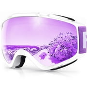 Findway Ski Goggles, 100% UV Protection OTG Snow Goggles for Men, Women & Youth, Purple Lens/Purple Frame