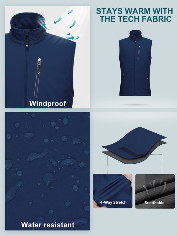 Off Road Ventures Mens Golf Vest Lightweight Waterproof Sleeveless Softshell Running Vest for Outerwear Fishing