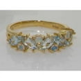 thumbnail image 6 of LBG British Made 9k Yellow Gold Natural Aquamarine & Opal Womens Eternity Ring - 33 size options, 6 of 7