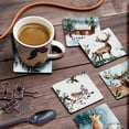 thumbnail image 3 of Inkdotpot Set of 6 Drink Coasters DecorativeNon-SlipCork Base4-inch Square PrintedCoastersEasy Clean, Winter Wonderland, 3 of 8