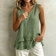 thumbnail image 5 of jjayotai Tank Tops for Women Casual V Neck Ruffle Hem Babydoll Tanks Sleeveless Flowy Peplum Tops, 5 of 6