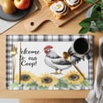 thumbnail image 2 of Retro Rooster Placemats Set of 8 Sunflower Plaid Watercolor Animals Place Mats Indoor Wipeable Table Mats Washable Cloth Dining Table Placemats for Kitchen Holiday Party Home Decor 13x19 Inch, 2 of 9