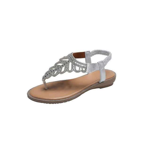 Flat silver sandals shop women's shoes
