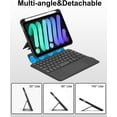 thumbnail image 5 of 7 Color Backlit Wireless Keyboard with Built-in Trackpad, Detachable Magnetic Multi-Angle Tablet Cover for iPad mini 6th & 7th Generation，Black, 5 of 20